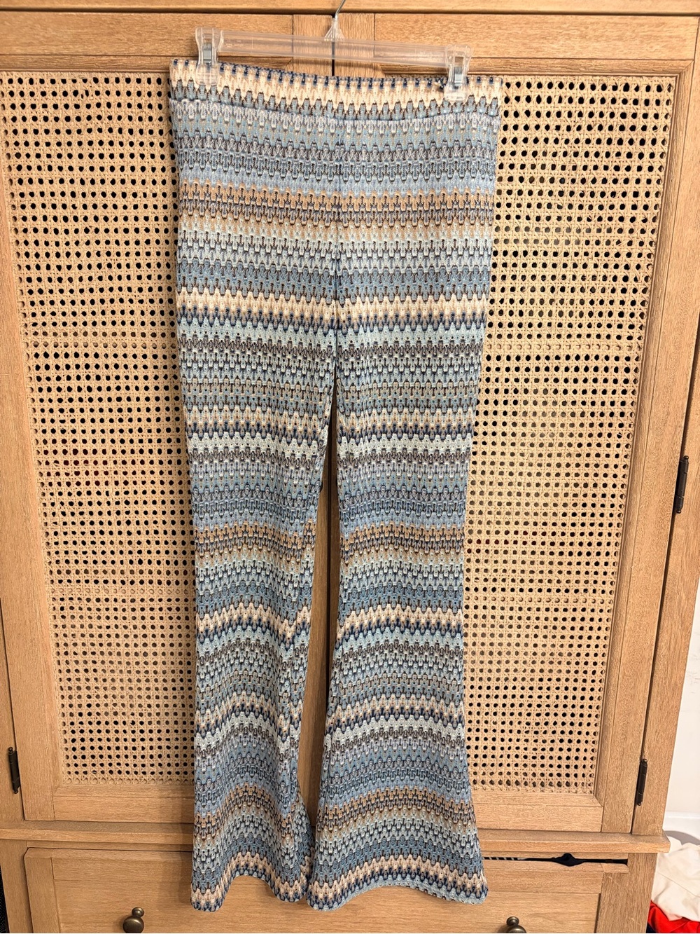 Joe B Missoni inspired Knit Flared Pants in Blue and Cream